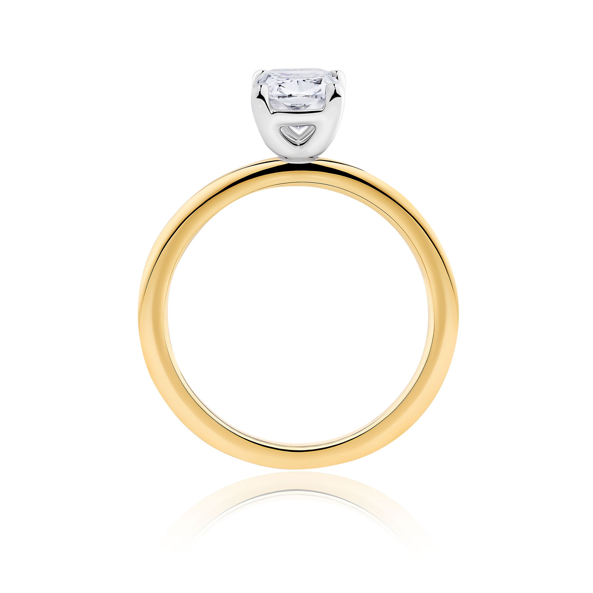 Everlasting 1.50ct TW Long Cushion Lab-Grown Diamond Solitaire Engagement Ring in 18ct Yellow and White Gold