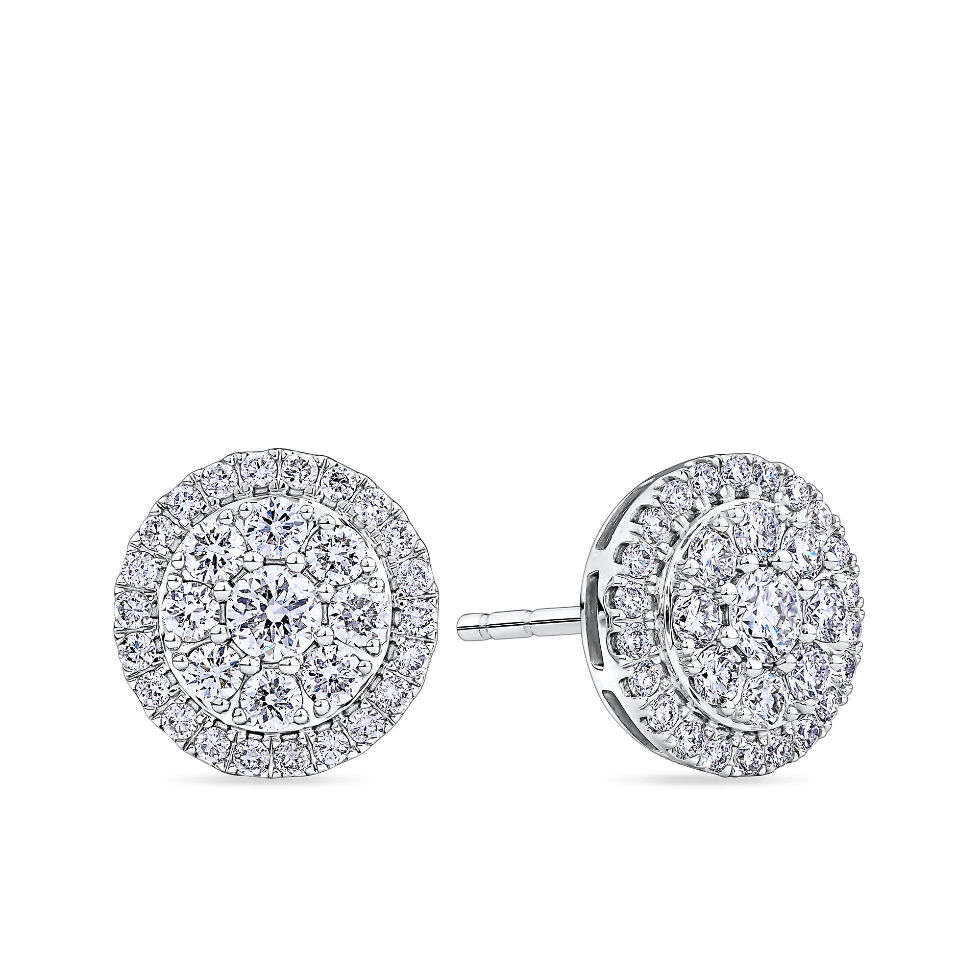 Everlasting 1.00ct TW Round Brilliant Lab-Grown Diamond Double Halo Earrings in 9ct White Gold