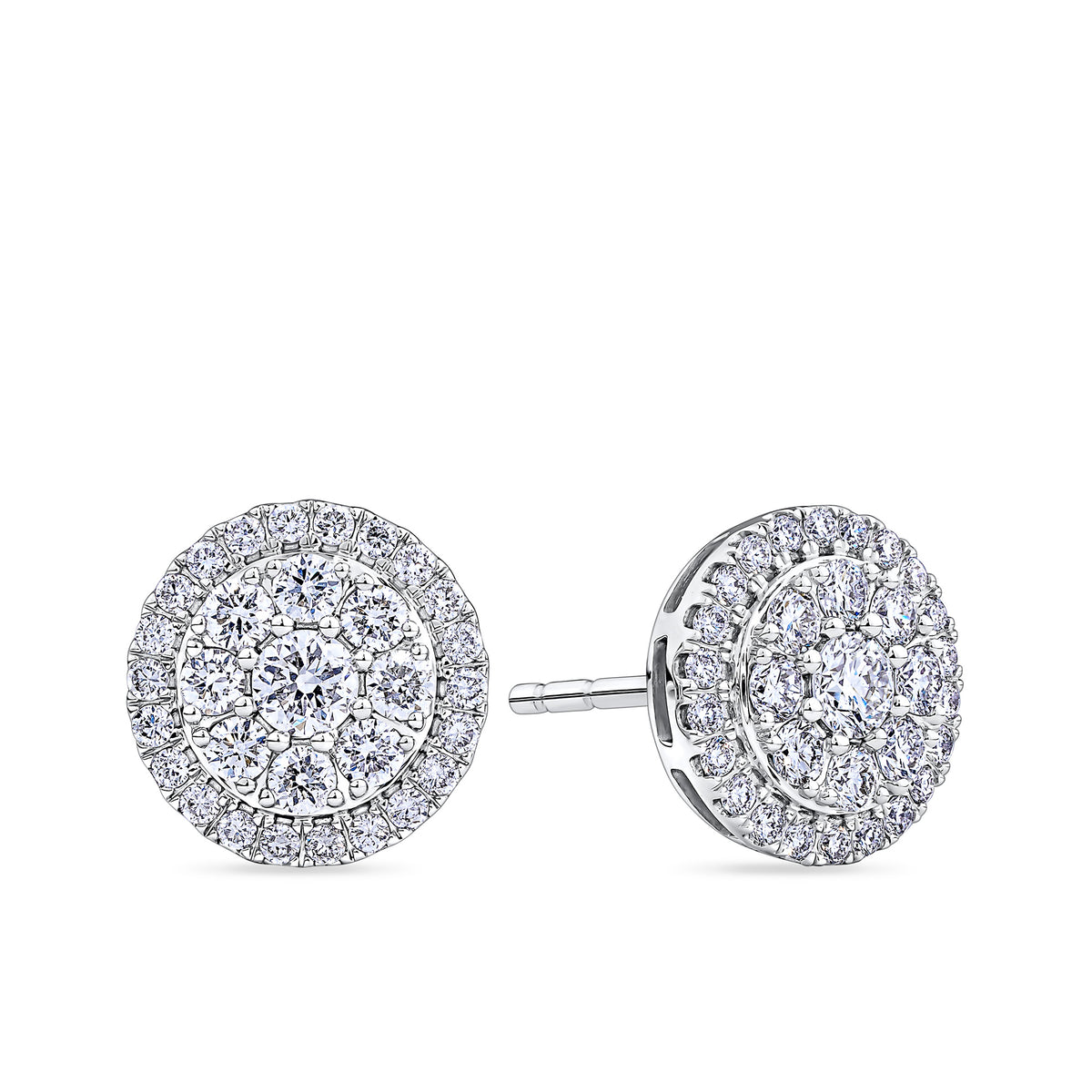 Everlasting 1.00ct TW Round Brilliant Lab Grown Diamond Double Halo Earrings in 9ct White Gold
