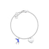 Bluebird of Happiness Children's Heart Bracelet in Sterling Silver Rhodium Plate