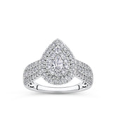 Everlasting 1.00ct TW Pear Lab-Grown Diamond Double Halo Engagement Ring in 9ct White Gold