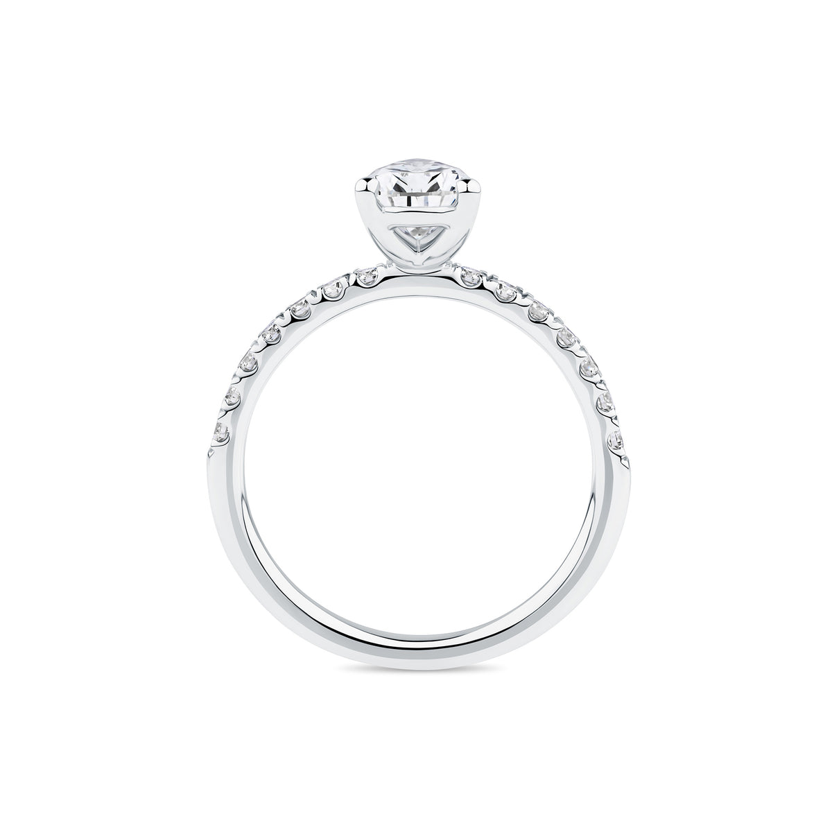 Everlasting 1.58ct TW Pear Lab-Grown Diamond Solitaire Pave Band Engagement Ring in 18ct White Gold