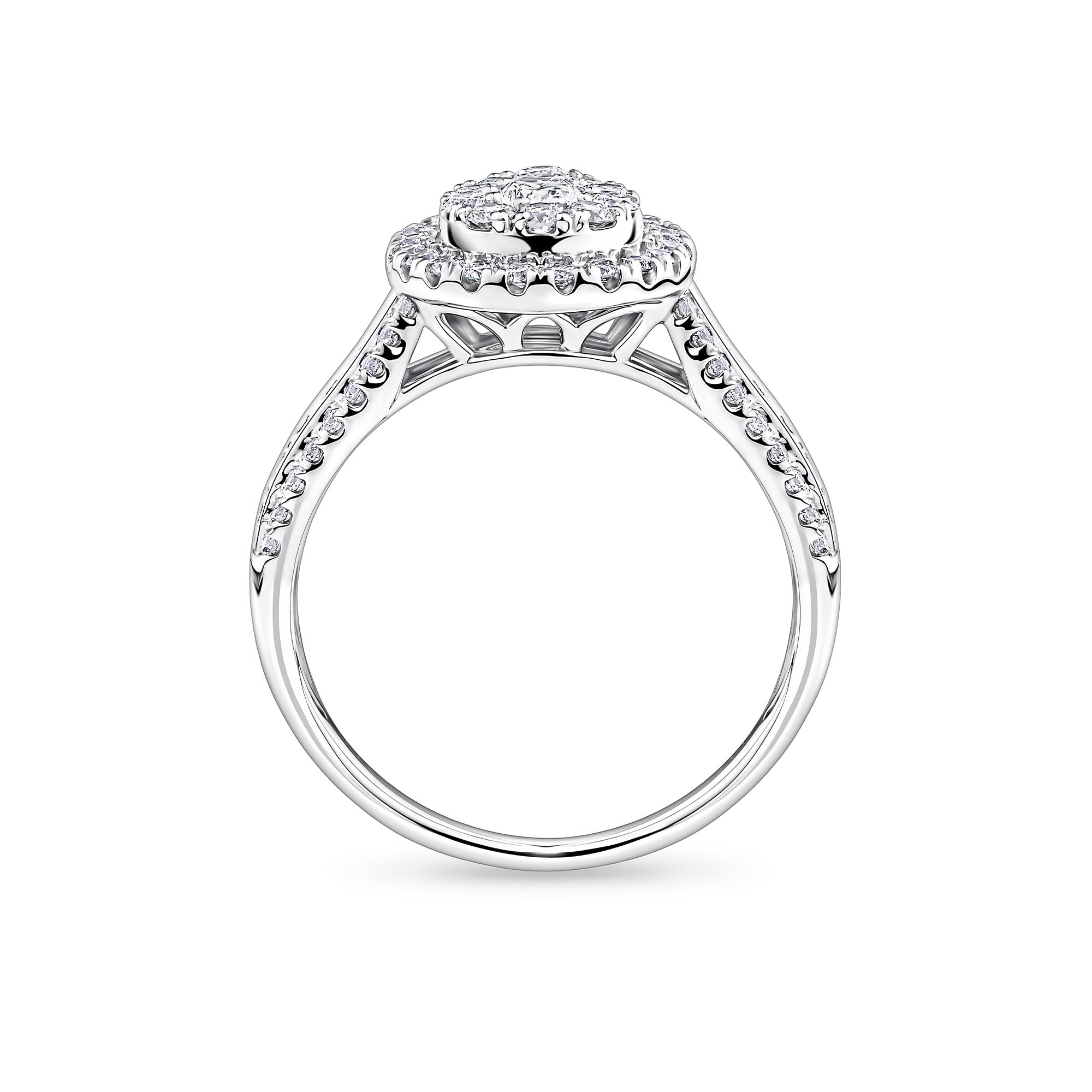 Everlasting 1.00ct TW Pear Lab-Grown Diamond Double Halo Engagement Ring in 9ct White Gold