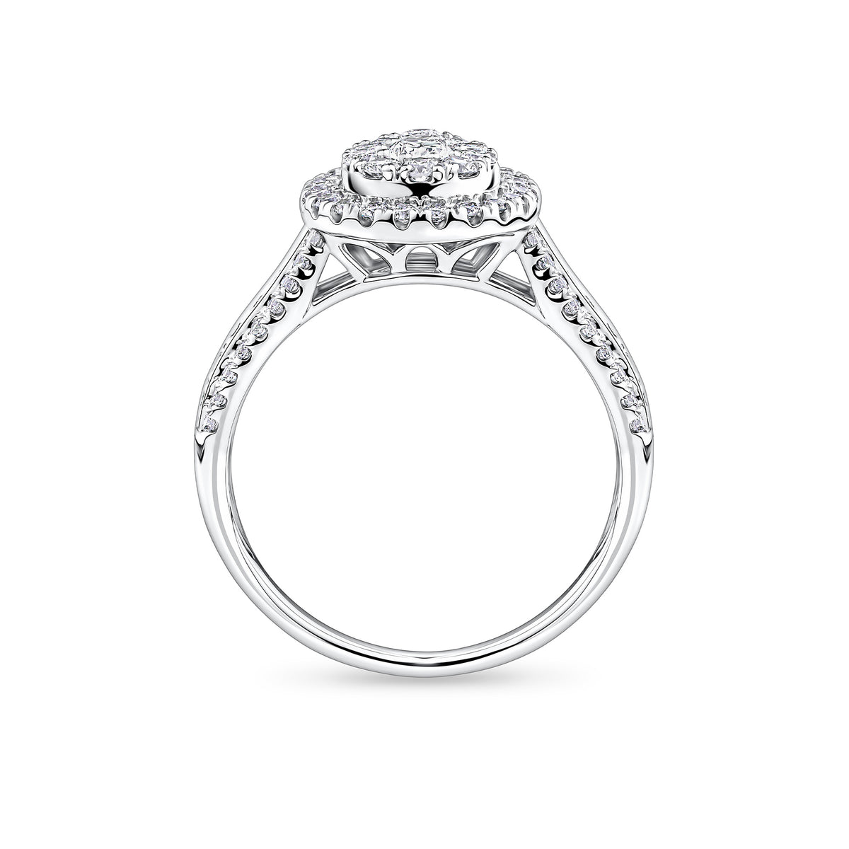 Everlasting 1.00ct TW Lab Grown Diamond Pear Cut Double Halo Engagement Ring in 9ct White Gold