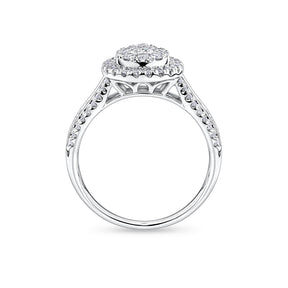 Everlasting 1.00ct TW Pear Lab-Grown Diamond Double Halo Engagement Ring in 9ct White Gold