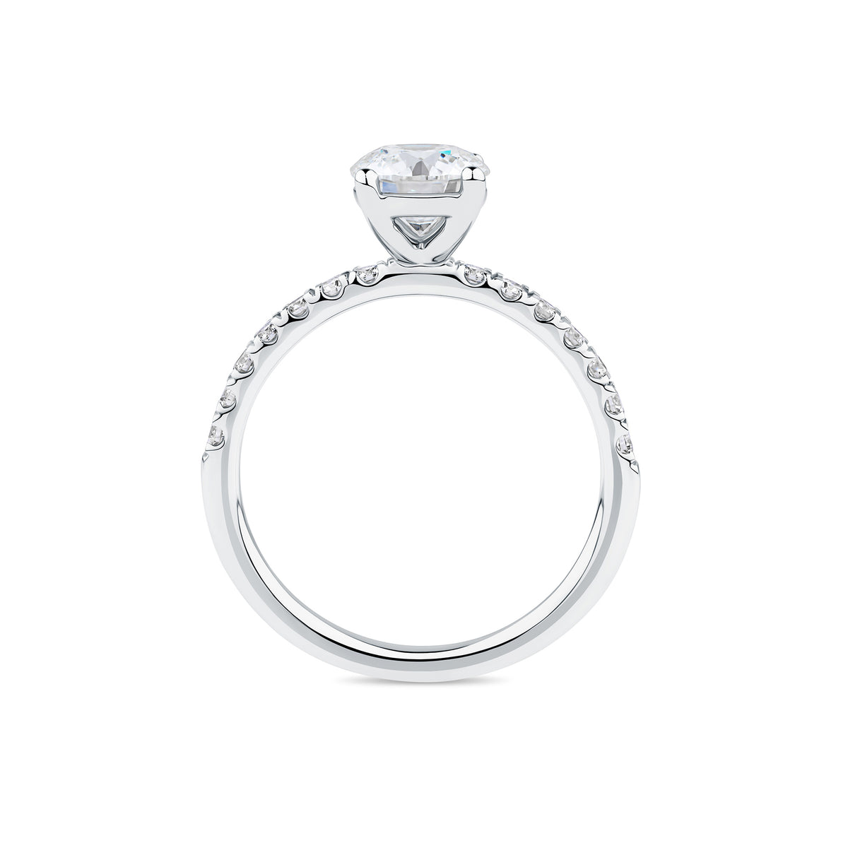 Everlasting 1.58ct TW Round Brilliant Lab-Grown Diamond Solitaire Pave Band Engagement Ring in 18ct White Gold
