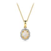 Bluebird™ Solid White Opal & Diamond Pendant with Chain in 9ct Yellow Gold