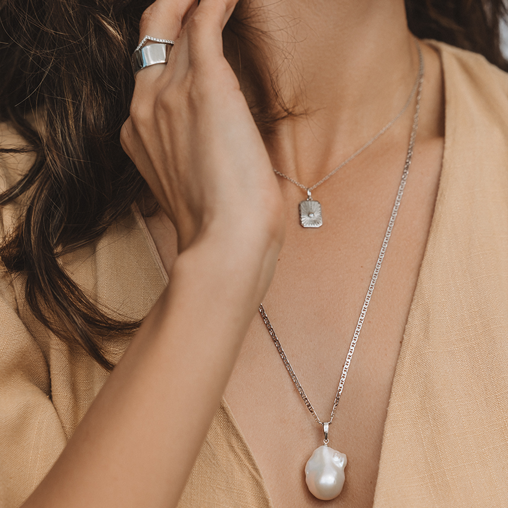 Freshwater Pearl Baroque Drop Pendant in Sterling Silver