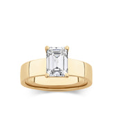 Everlasting 2.00ct TW Emerald Cut Lab-Grown Diamond Wide Band Solitaire Engagement Ring in 18ct Yellow Gold