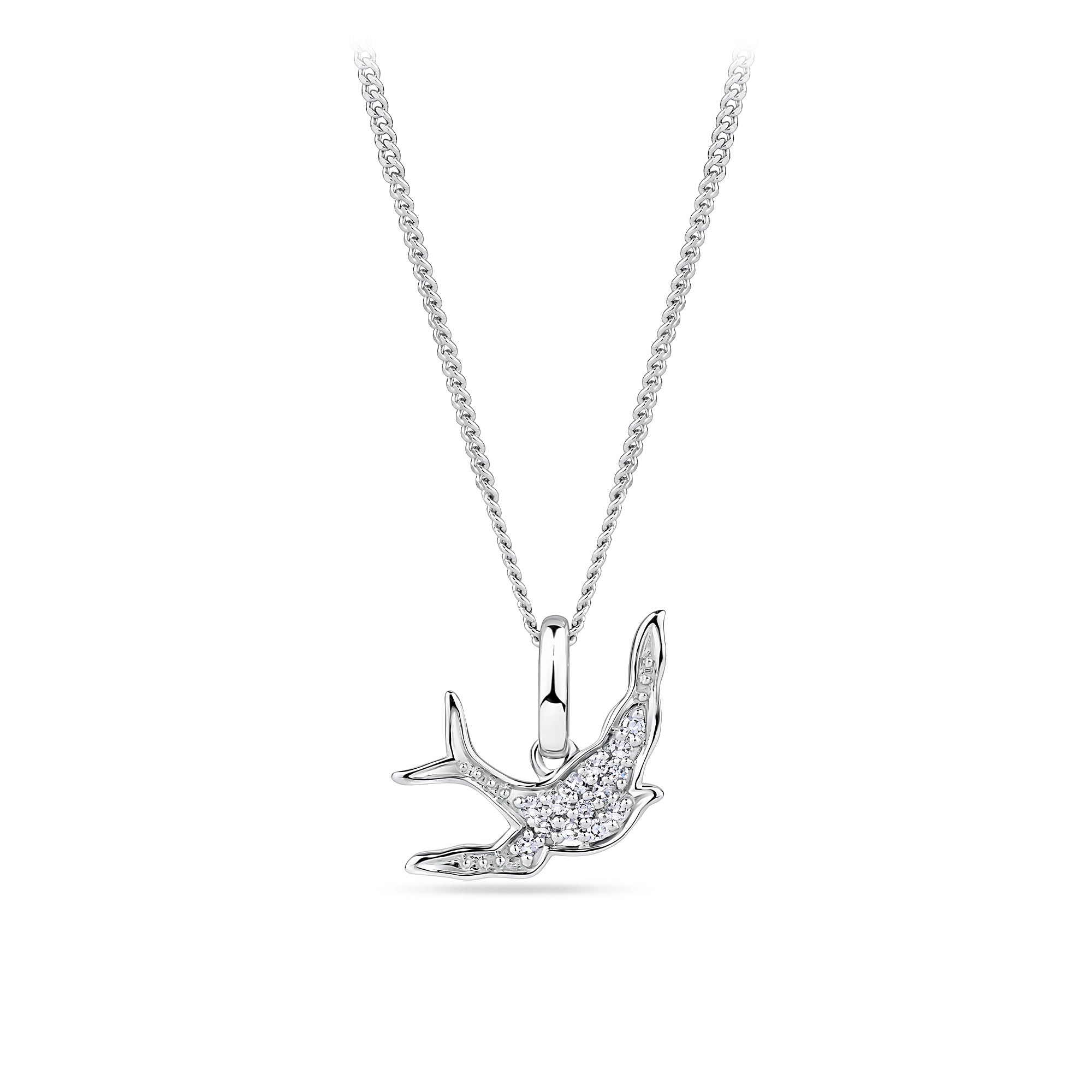 Bluebird of Happiness Diamond Pendant in 9ct White Gold