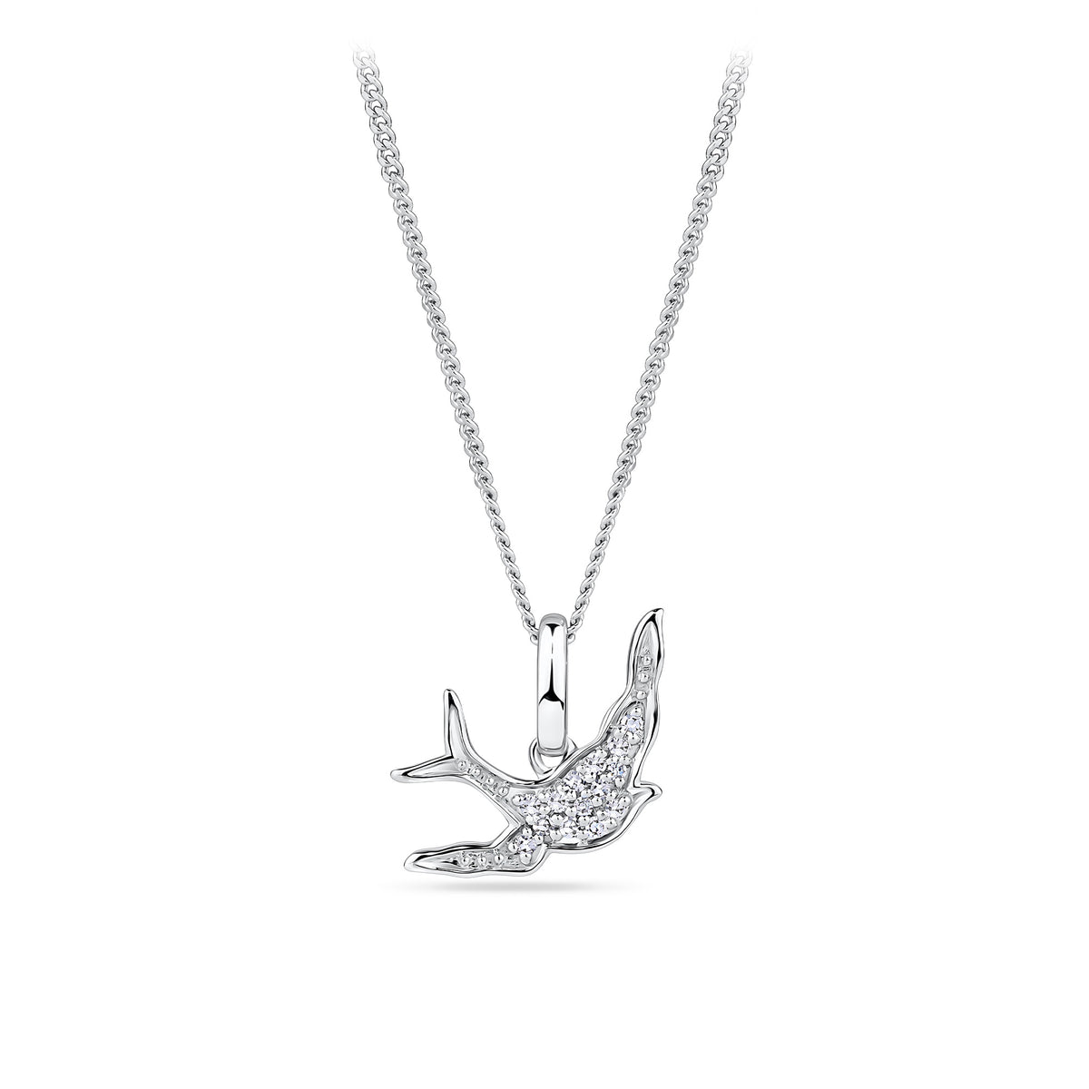 Bluebird of Happiness Diamond Pendant in 9ct White Gold
