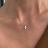 0.50ct TDW Lab-Grown Diamond Cluster Necklace in 9ct White Gold