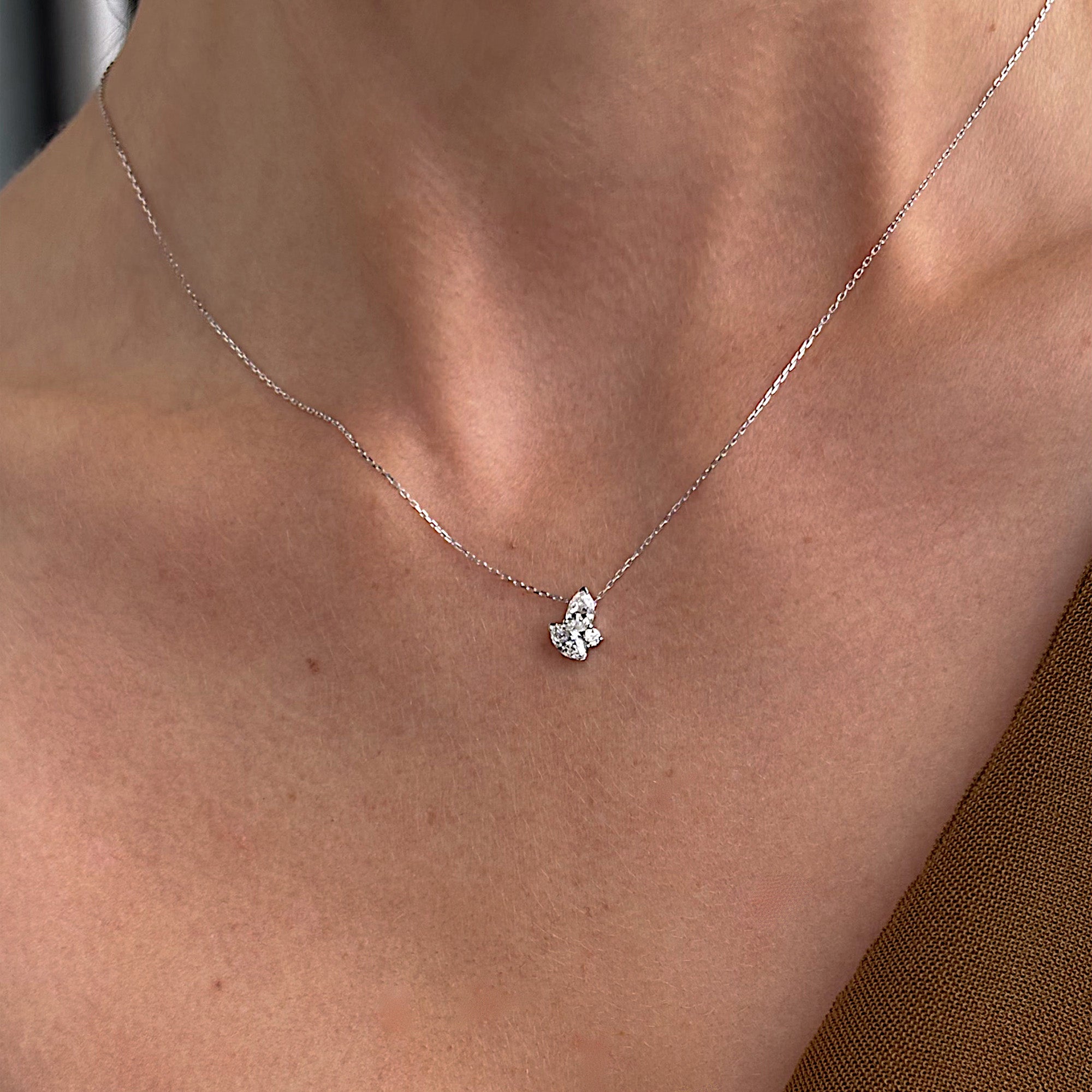 0.50ct TDW Lab-Grown Diamond Cluster Necklace in 9ct White Gold