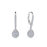 Everlasting 0.50ct TW Pear Lab-Grown Diamond Double Halo Drop Earrings in 9ct White Gold