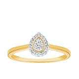 I Will® Round Brilliant Cut Diamond Pear Shape Halo Promise Ring in 9ct Yellow & White Gold