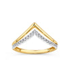 Gold and white gold chevron-shaped ring with diamonds