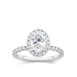 Everlasting 1.79ct TW Oval Lab-Grown Diamond Classic Halo Pave Band Engagement Ring in 18ct White Gold
