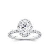 Everlasting 1.79ct TW Oval Lab-Grown Diamond Classic Halo Pave Band Engagement Ring in 18ct White Gold
