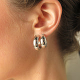 Chunky Polished Hoop Earrings in Sterling Silver