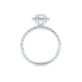 Everlasting 1.79ct TW Oval Lab-Grown Diamond Classic Halo Pave Band Engagement Ring in 18ct White Gold