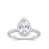 Everlasting 1.79ct TW Pear Lab-Grown Diamond Classic Halo Pave Band Engagement Ring in 18ct White Gold
