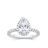 Everlasting 1.79ct TW Pear Lab-Grown Diamond Classic Halo Pave Band Engagement Ring in 18ct White Gold