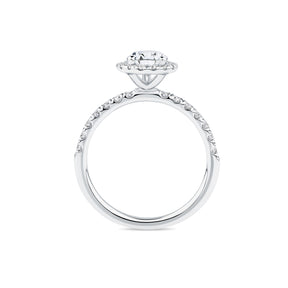 Everlasting 1.79ct TW Pear Lab-Grown Diamond Classic Halo Pave Band Engagement Ring in 18ct White Gold