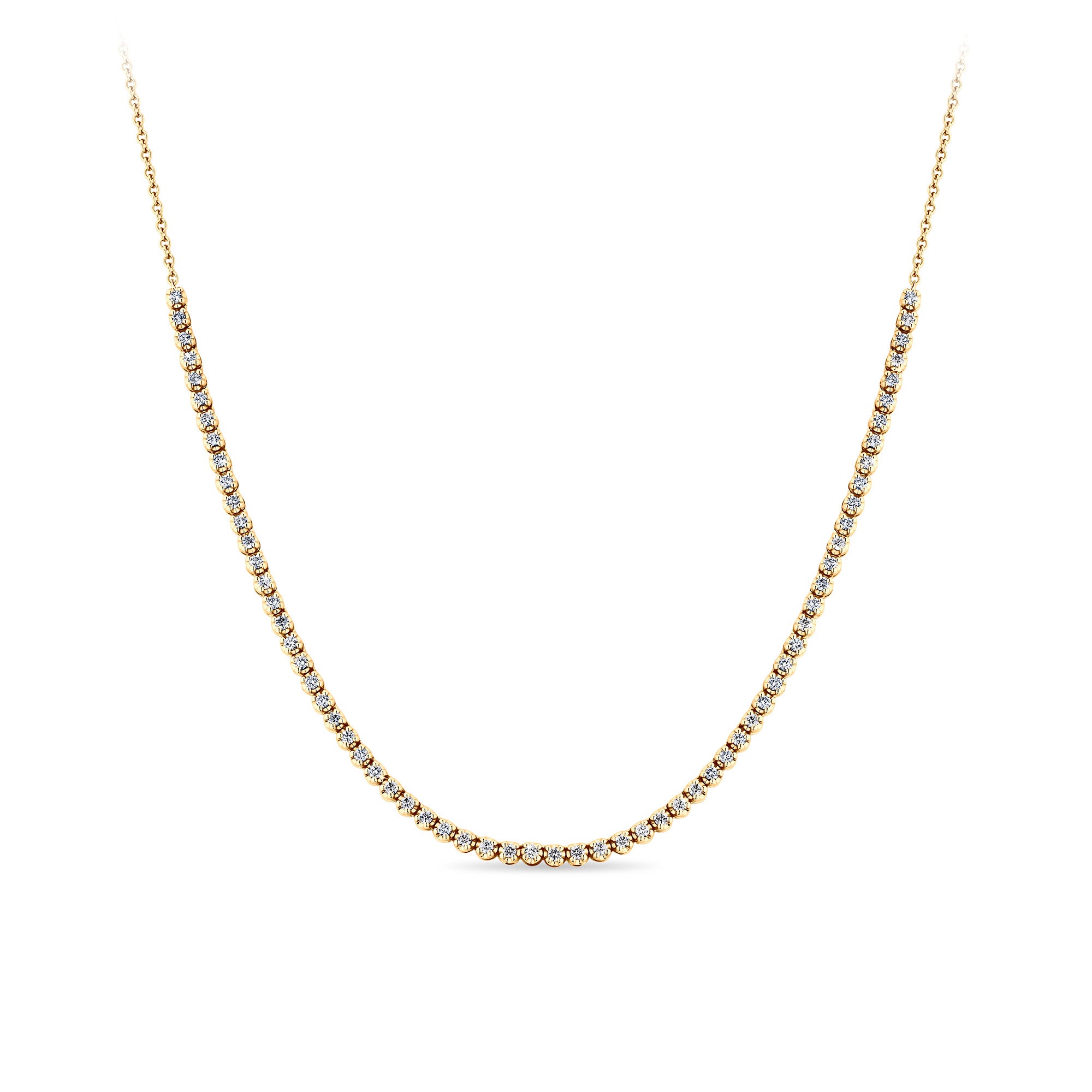 1.00ct TW Lab-Grown Half Diamond Tennis Necklace in 9ct Yellow Gold