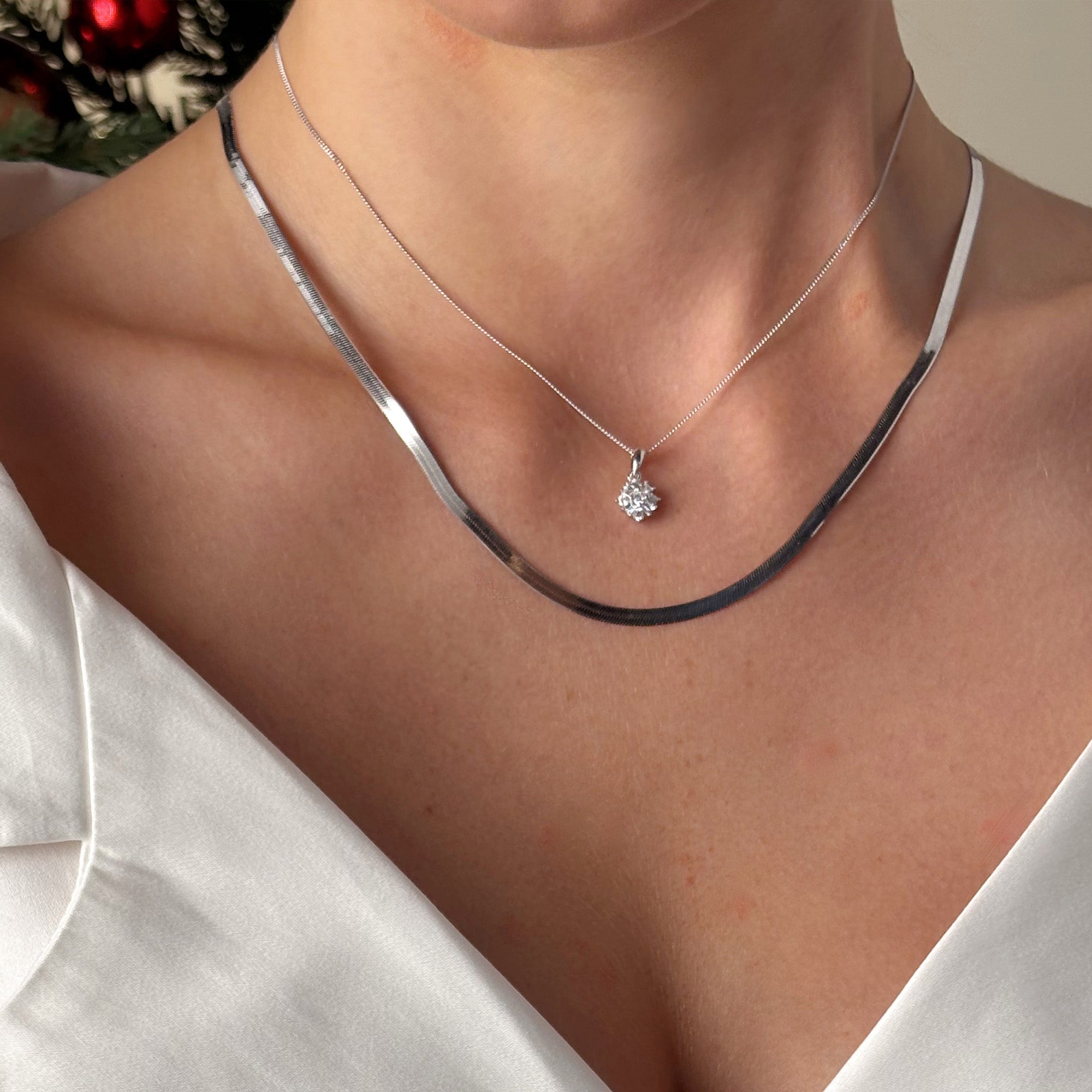 Cubic Zirconia Cluster Pendant in Sterling Silver
