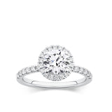 Everlasting 1.79ct TW Round Brilliant Lab-Grown Diamond Classic Halo Pave Band Engagement Ring in 18ct White Gold