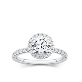 Everlasting 1.79ct TW Round Brilliant Lab-Grown Diamond Classic Halo Pave Band Engagement Ring in 18ct White Gold