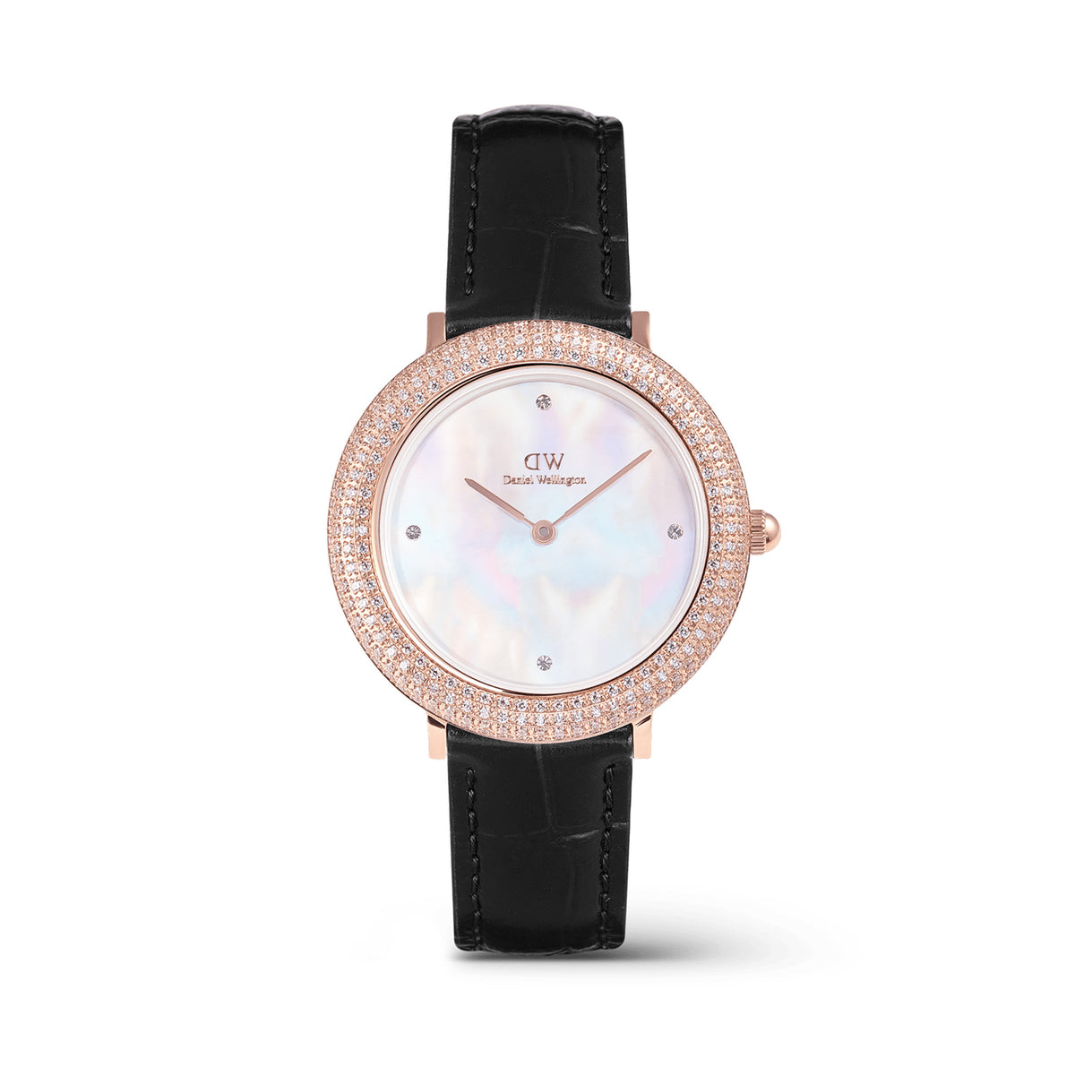 Daniel Wellington Crystalline Bezel Black Croc Rose Gold Watch
