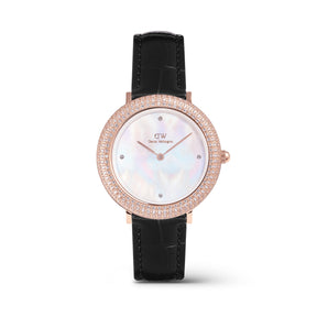 Daniel Wellington Crystalline Bezel Black Croc Rose Gold Watch
