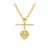 Fob Necklace with T-Bar and Filigree Heart in Sterling Silver