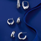 Large Round Hoop Earrings in Sterling Silver