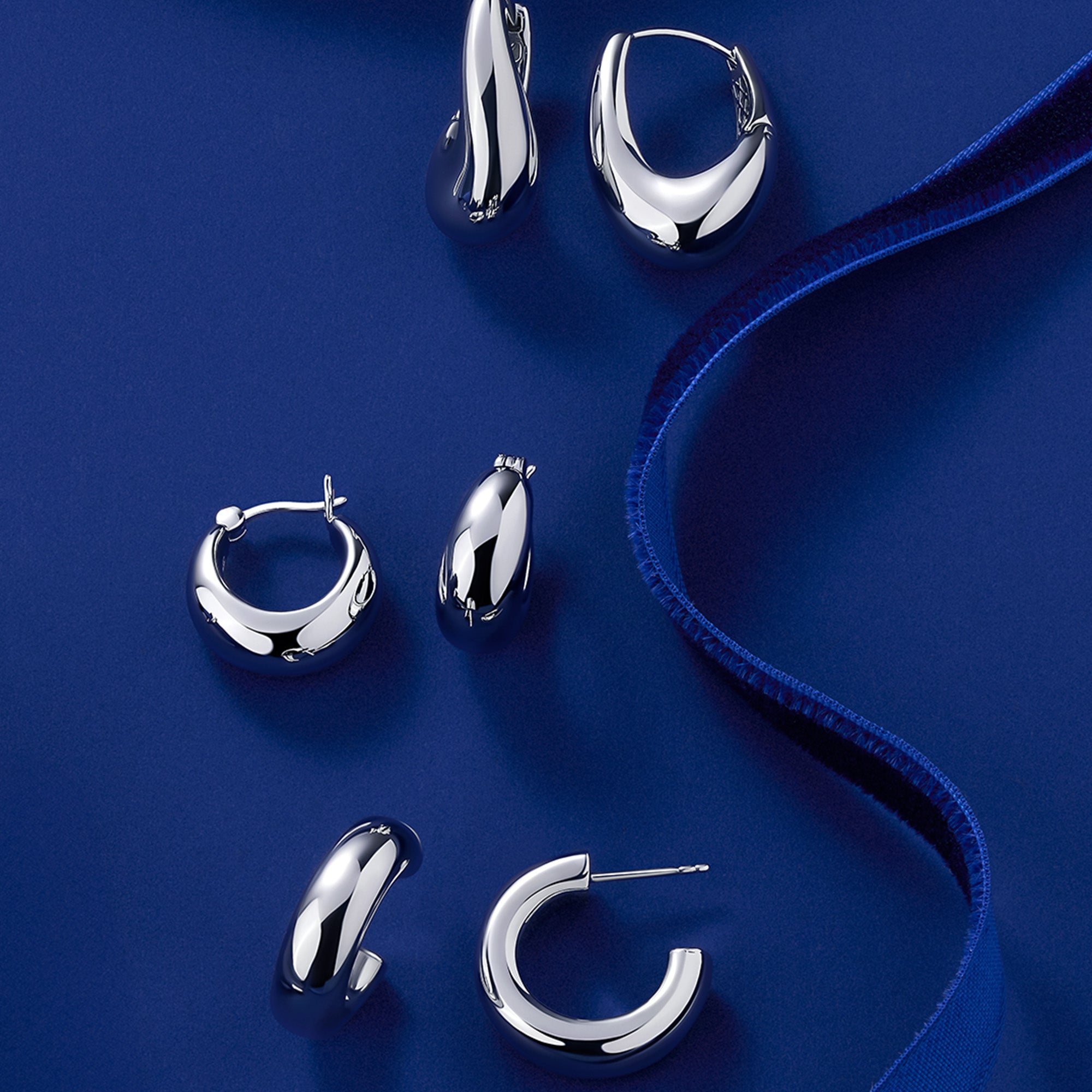 Large Round Hoop Earrings in Sterling Silver