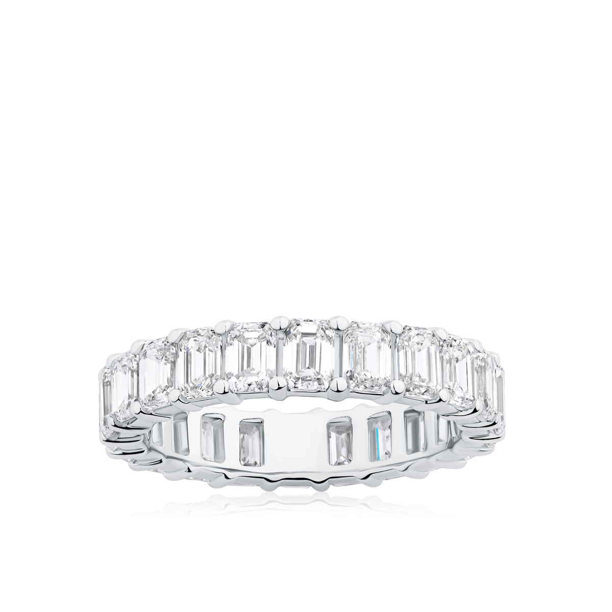 Everlasting 4.40ct TW Emerald Cut Lab-Grown Diamond Full Eternity Wedding Band in 18ct White Gold