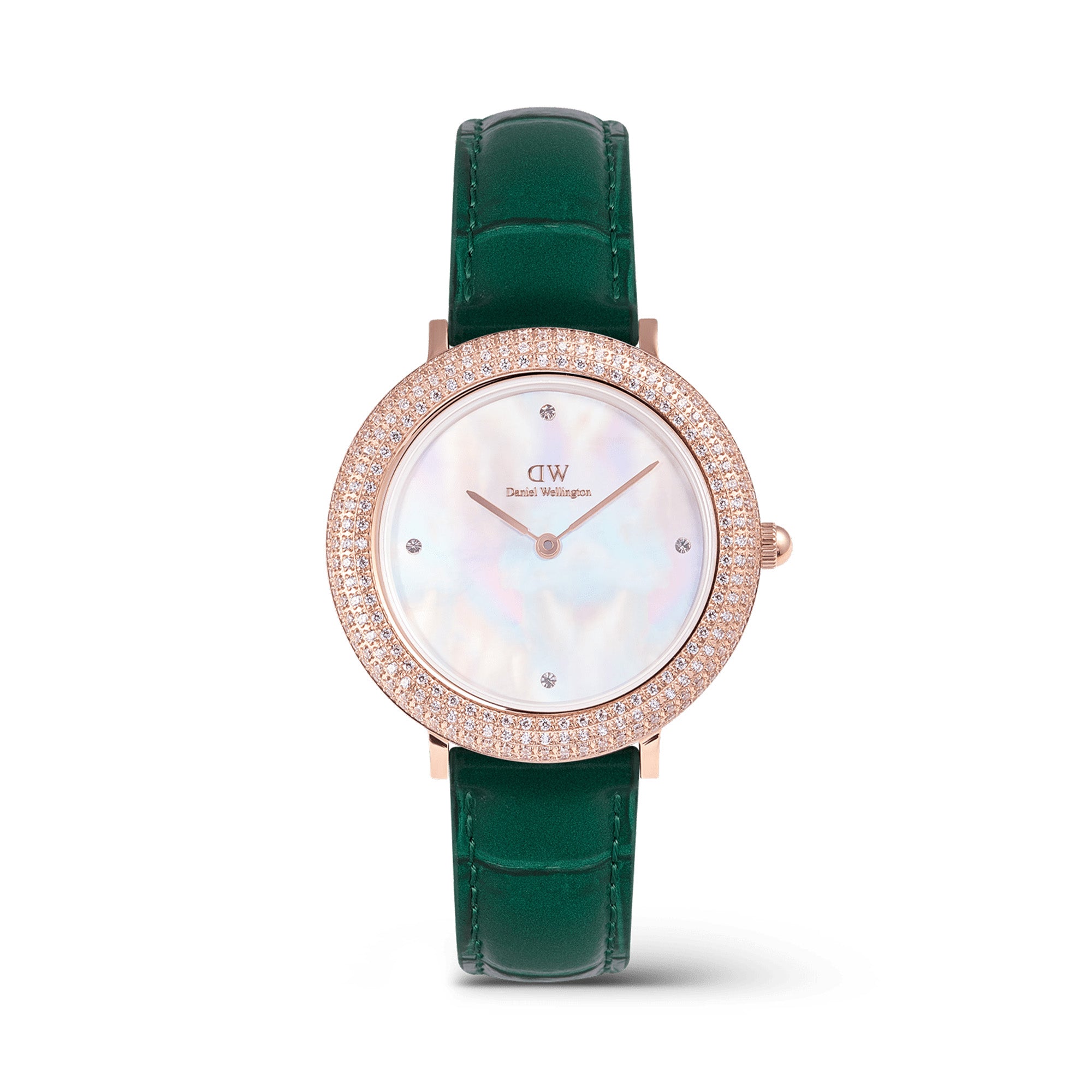 Daniel Wellington Crystalline Bezel Green Croc Rose Gold Watch