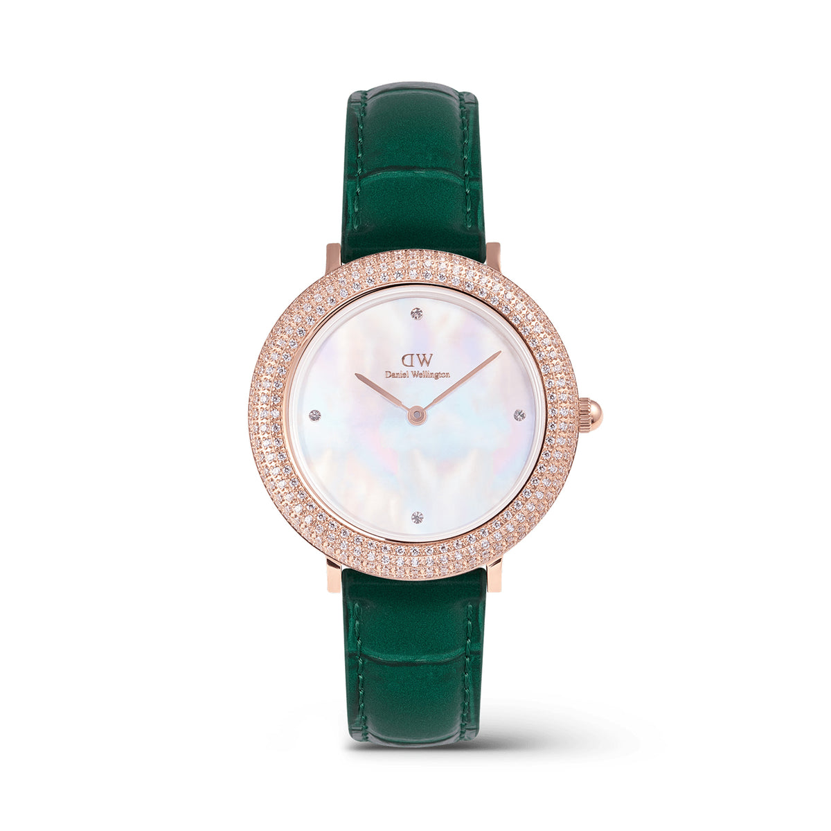 Daniel Wellington Crystalline Bezel Green Croc Rose Gold Watch