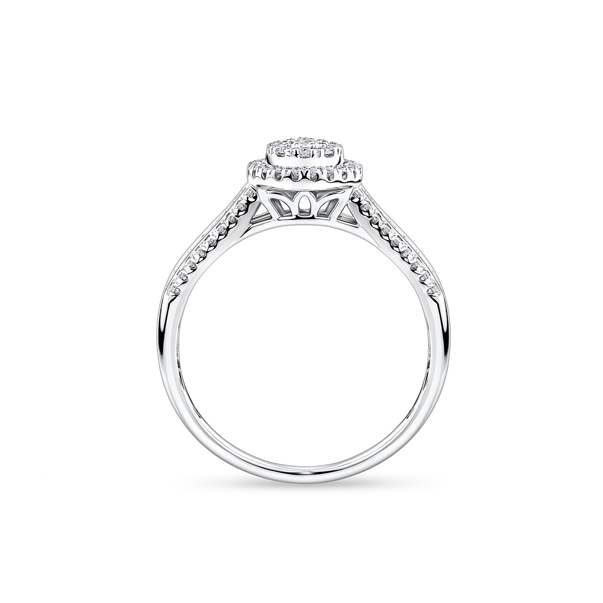 Everlasting 0.50ct TW Pear Lab-Grown Diamond Double Halo Engagement Ring in 9ct White Gold
