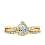 Everlasting Promise 0.50ct TW Pear Lab Grown Diamond with Asymmetrical Side Accent Ring Set in 9ct Yellow Gold