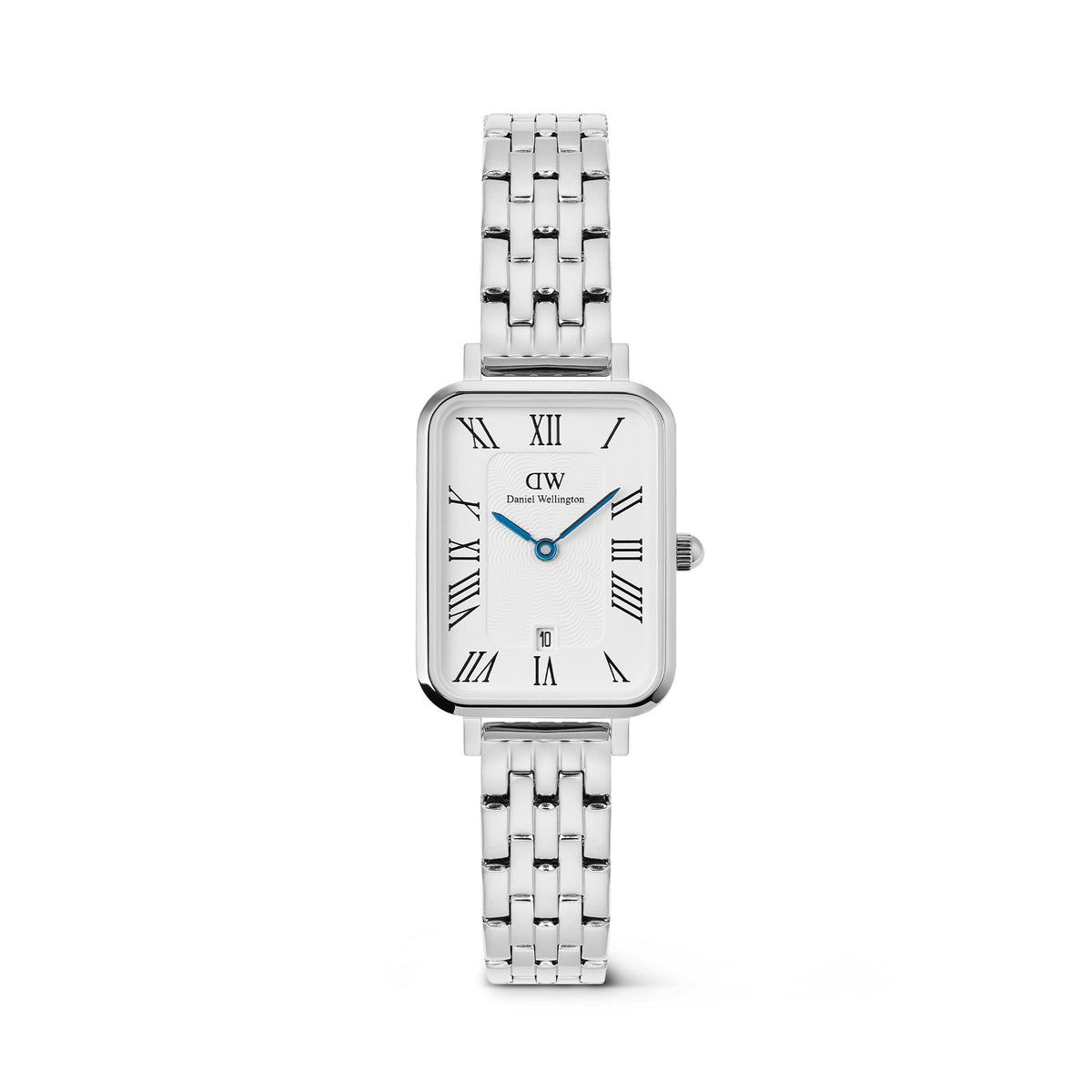 Daniel Wellington Quadro Roman Numerals Date 5-link Silver