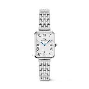 Daniel Wellington Quadro Roman Numerals Date 5-link Silver