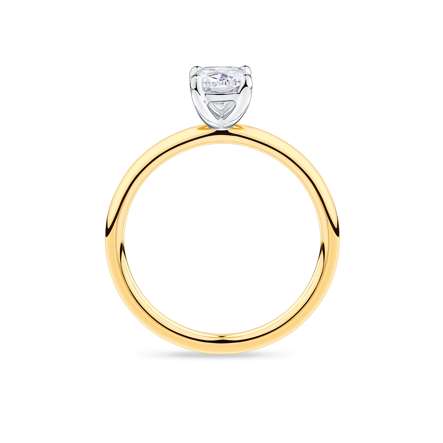 Everlasting 1.00ct TW Long Cushion Lab Grown Diamond Solitaire Engagement Ring in 18ct Yellow and White Gold