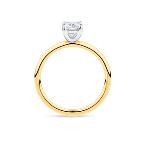 Everlasting 1.00ct TW Long Cushion Lab Grown Diamond Solitaire Engagement Ring in 18ct Yellow and White Gold