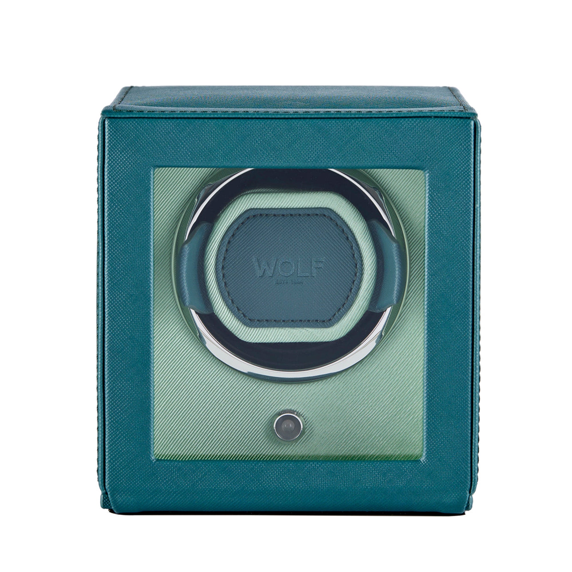 WOLF teal single watch winder with mint green interior