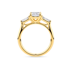 Everlasting 2.00ct TW Radiant and Taper Baguette Trilogy Lab Grown Diamond Engagement Ring in 18ct Yellow Gold
