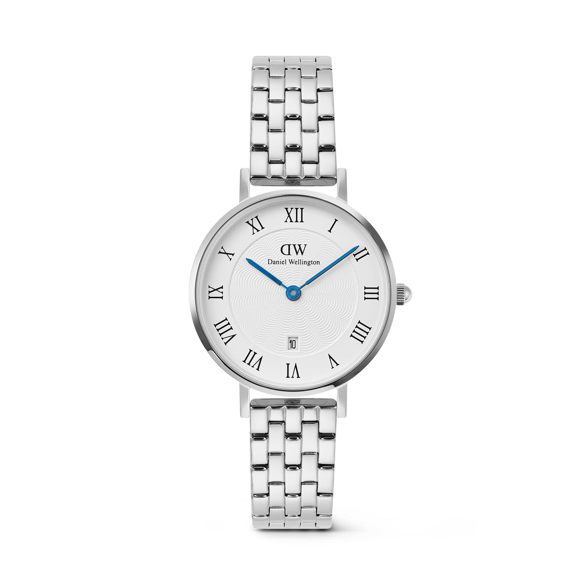 Daniel Wellington Petite Roman Numerals Date 5-link  Silver