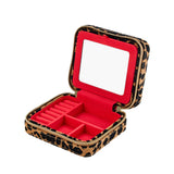 WOLF jewellery box with leopard print exterior and red interior