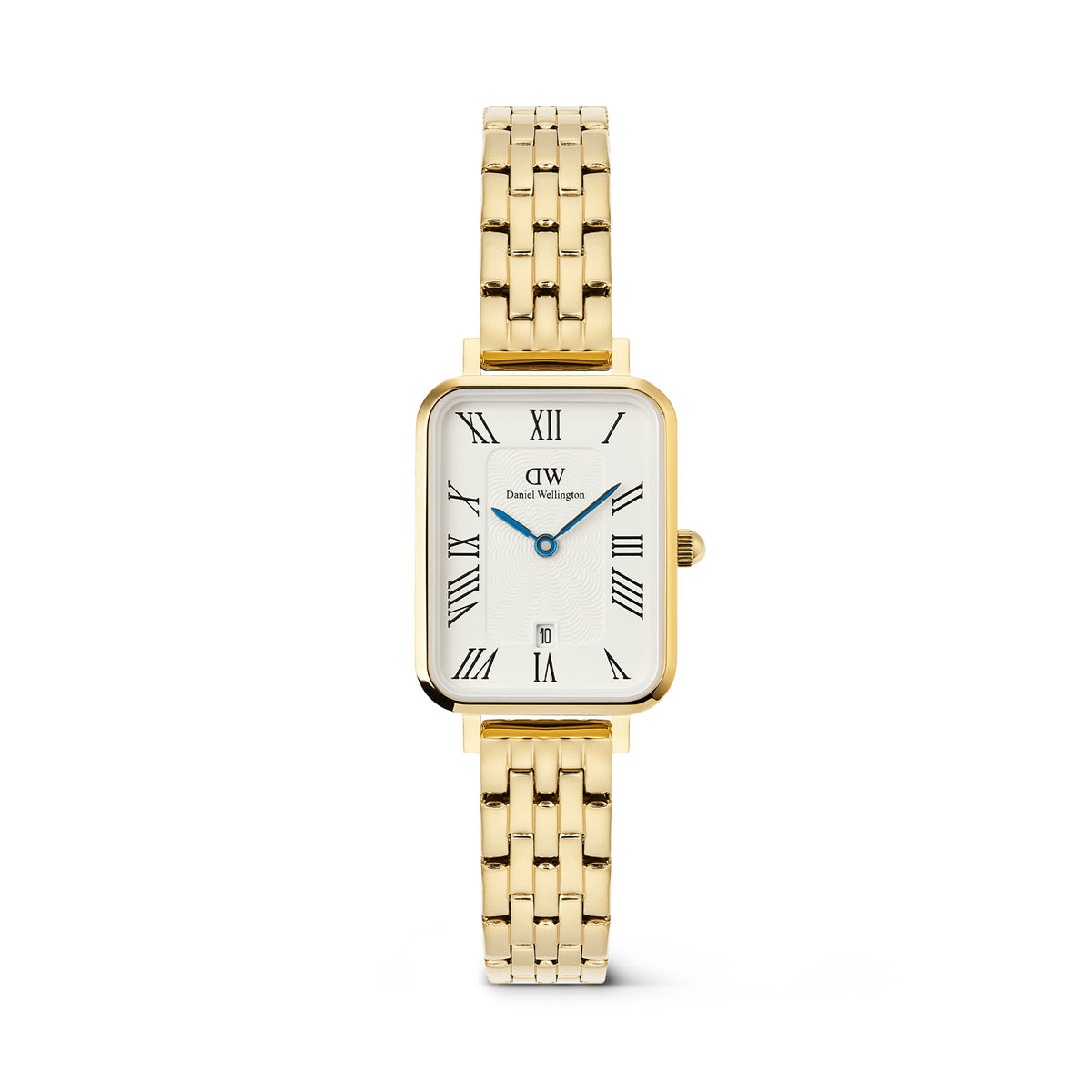 Daniel Wellington Quadro  Roman Numerals Date 5-link Gold